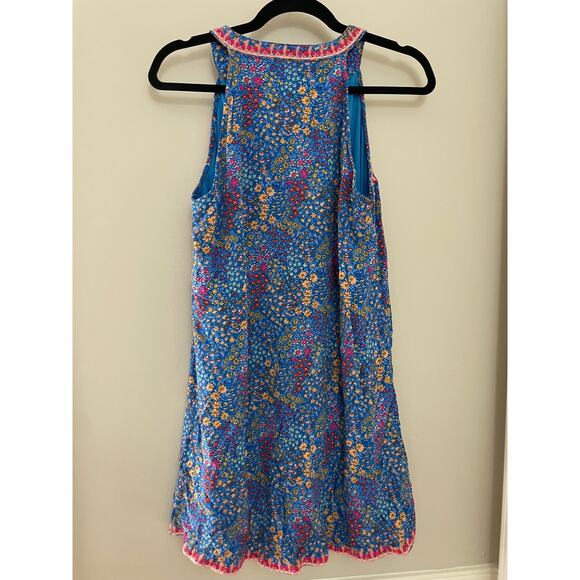 Savannah Jane Small Shop Vibrant Blue Floral Summer Shift Dress w/ Embroidery L‎ - Picture 6 of 6